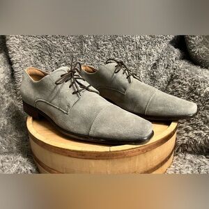 EUC Florsheim Angelo Cap-Toe Oxfords Lace-Up Shoes Grey Suede Leather Sz 12D